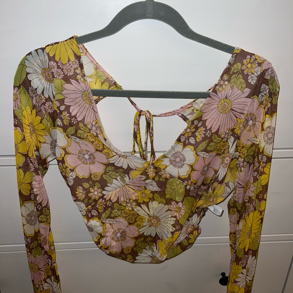 Long sleeved sheer crop top